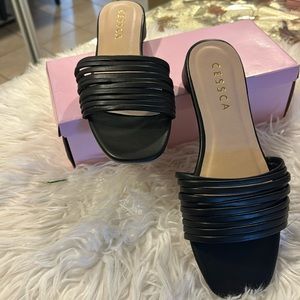 BLACK LOW HEEL SLIPPERS SIZE 8 NEW NEVER WORN